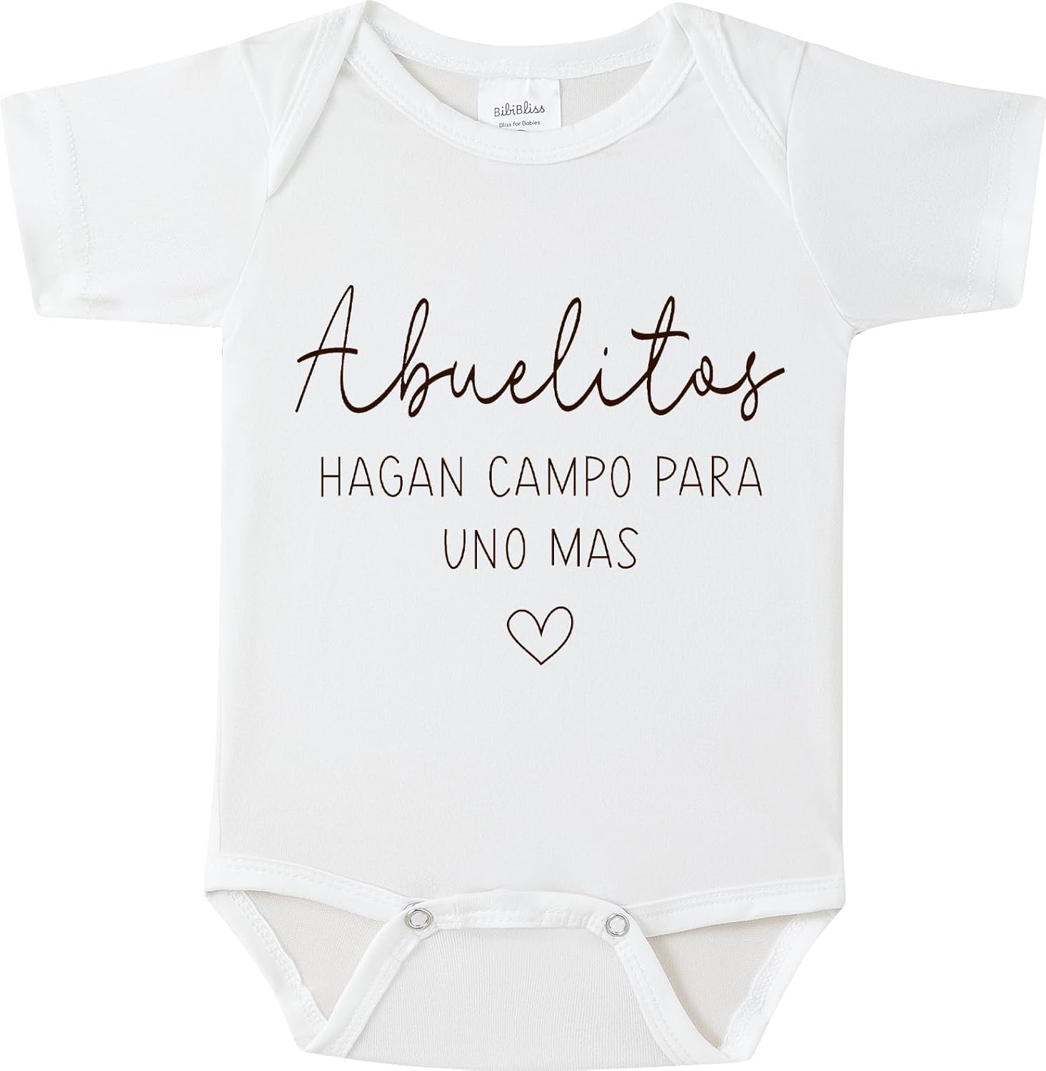 BIBIBLISSBABY Abuelitos Hagan Campo baby onesie front view white announcement bodysuit