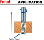 Freud 75-100 router bit positioned for CNC machining applications