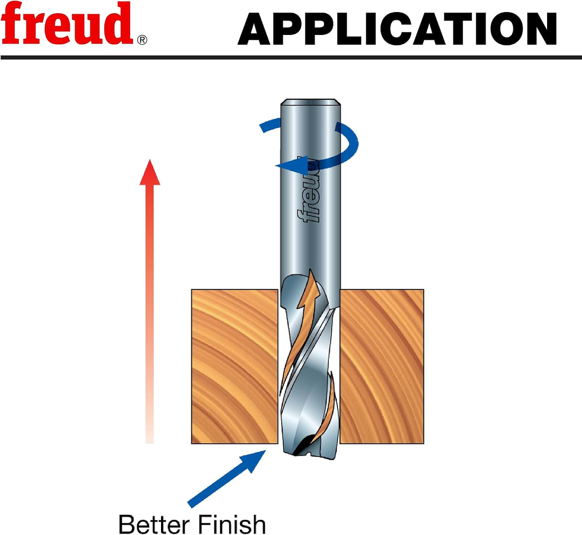 Freud 75-100 router bit positioned for CNC machining applications