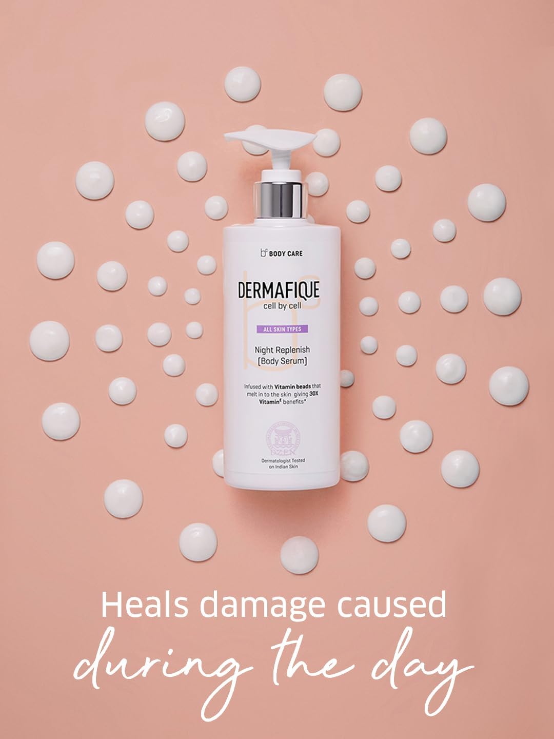 Dermafique Night Replenish Body Serum side angle packaging