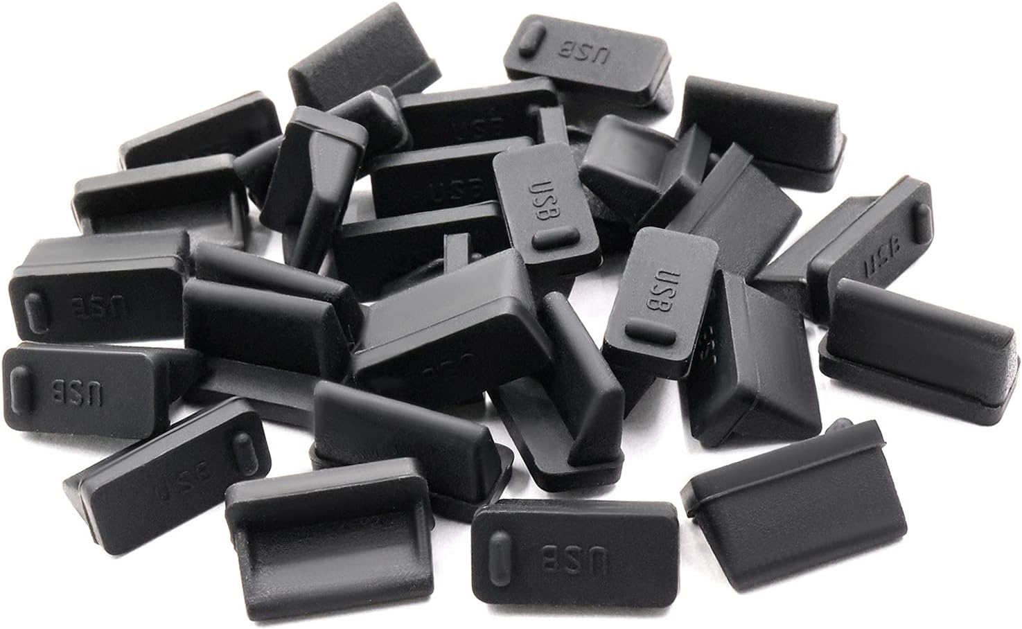 ThreeBulls silicone USB port cover front view showing black dust protectors