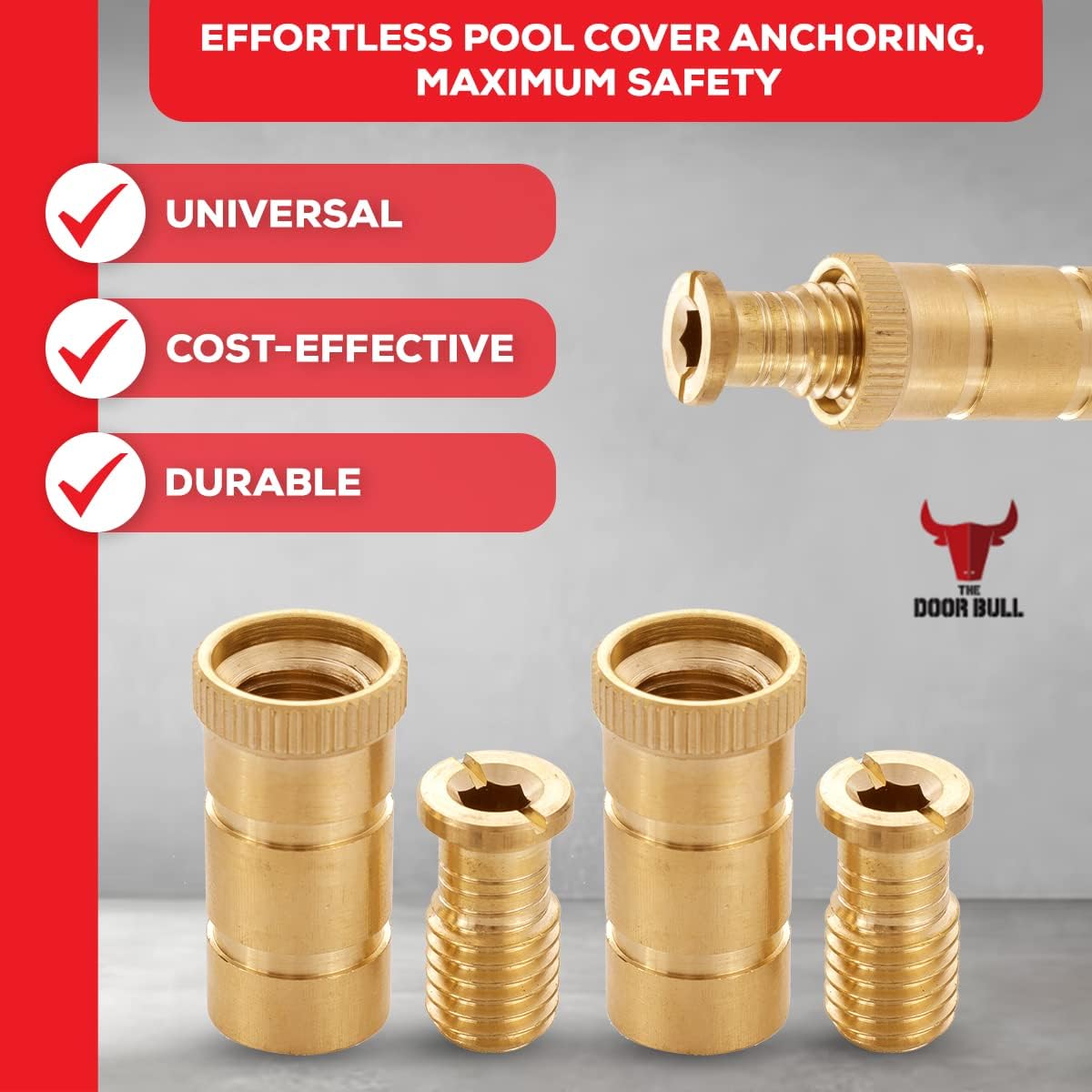 The Door Bull 20 pack pool cover anchors for concrete decks