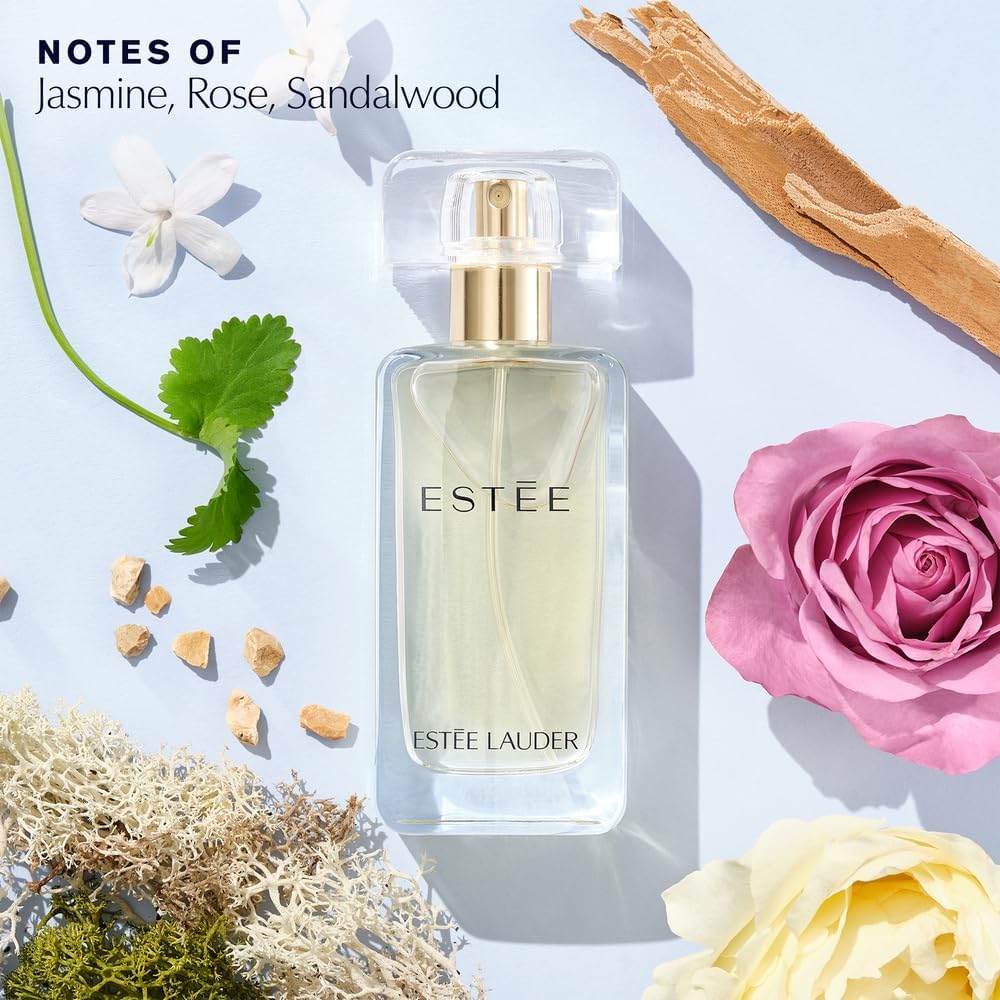 Authentic Estée Lauder women perfume bottle with golden fluid and elegant rectangular glass design.