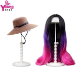Youngther white plastic wig holder showing mushroom dome top