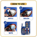 Back label showing instructions for sports shoe cleaner
