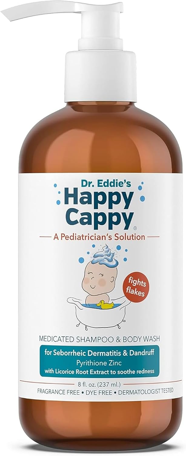 Happy Cappy Medicated Shampoo and Body Wash- Baby Dandruff Shampoo, Helps Cradle Cap and Seborrheic Dermatitis, Reduces Flakes and Redness, Dermatologist Tested, Fragrance-Free - 8 Fl Oz - Image 1