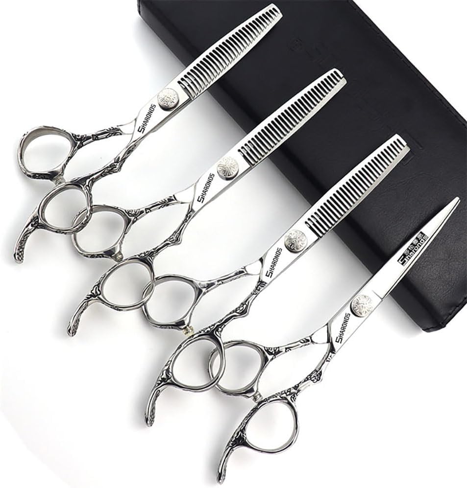 6/7-Inch Professional Hair Scissors Haircut Rose Pattern Hair Scissors Styling Tools Japanese Stainless Steel Scissor Set (7-inch cutting scissors-A) - Image 10