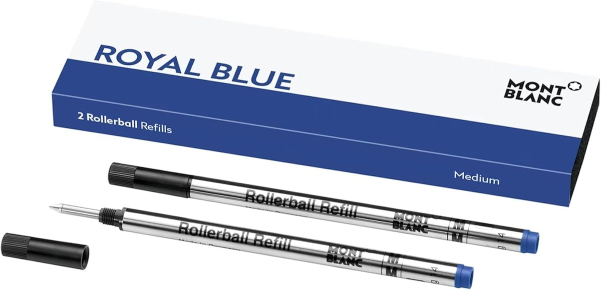 Montblanc rollerball refill medium Pacific blue front view luxury pen accessory