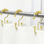Nirmatsaray 304 stainless steel shower curtain hooks front view showing the polished gold finish