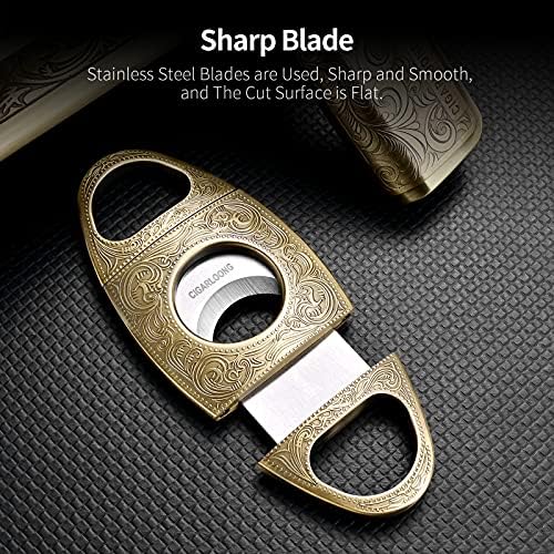 Premium stainless steel sharp cigar cutter included in the three piece smoking kit