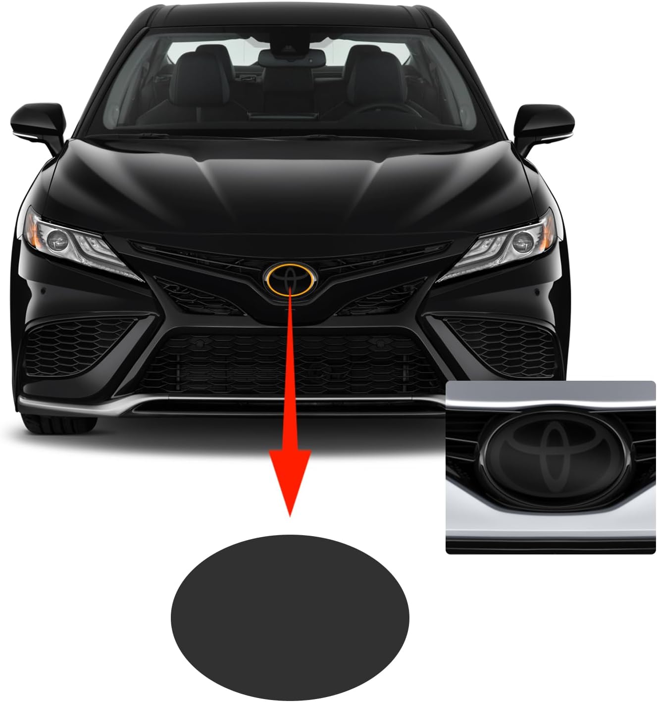 FDAIUN Toyota Camry car emblem protection film front view matte blacked out badge cover