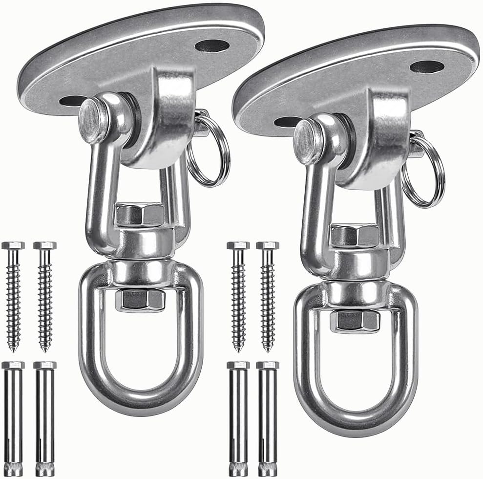 SELEWARE ceiling swing mount front view showing heavy duty stainless steel swivel hangers