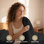 CozySmile black bed sheet set displayed on platform bed