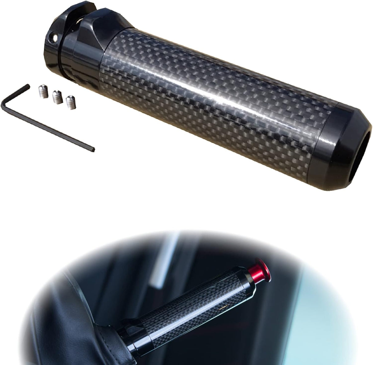 GOGOCARBON dry carbon fiber e-brake handle front view car interior accessory