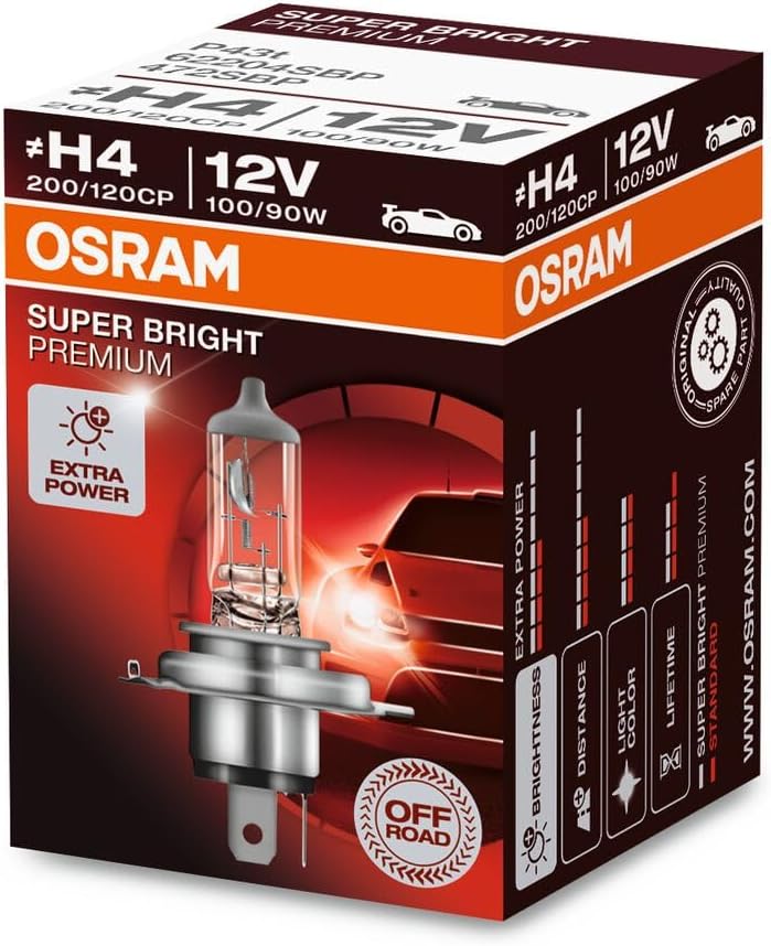 Osram 62204SBP Premium Off-Road H4 Headlight Bulb front view