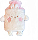 Winatehr bunny plush hot water bottle front view showing pink rabbit cover