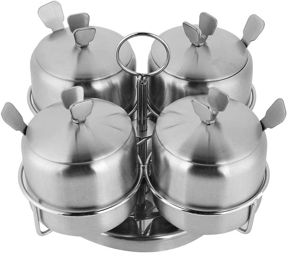 TOPINCN rotating condiment pot with protective lids