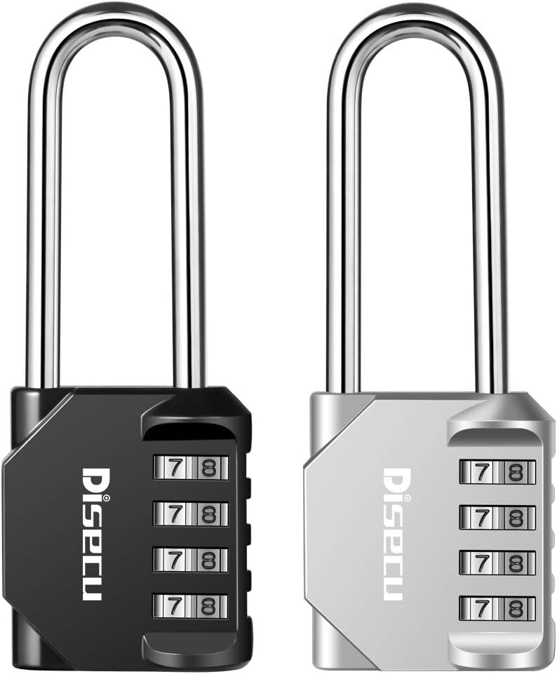 2 Pack disecu 2.6 Inch Long Shackle Combination Lock, 4 Digit Outdoor Waterproof Padlock for School Gym Locker, Sports Locker, Storage Unit, Gate, Fence, Toolbox, Cabinet (Black) - Image 8