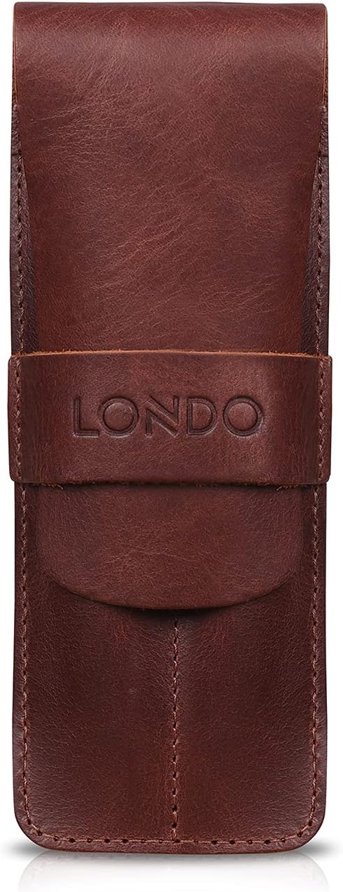 Londo genuine leather pen and pencil case front view