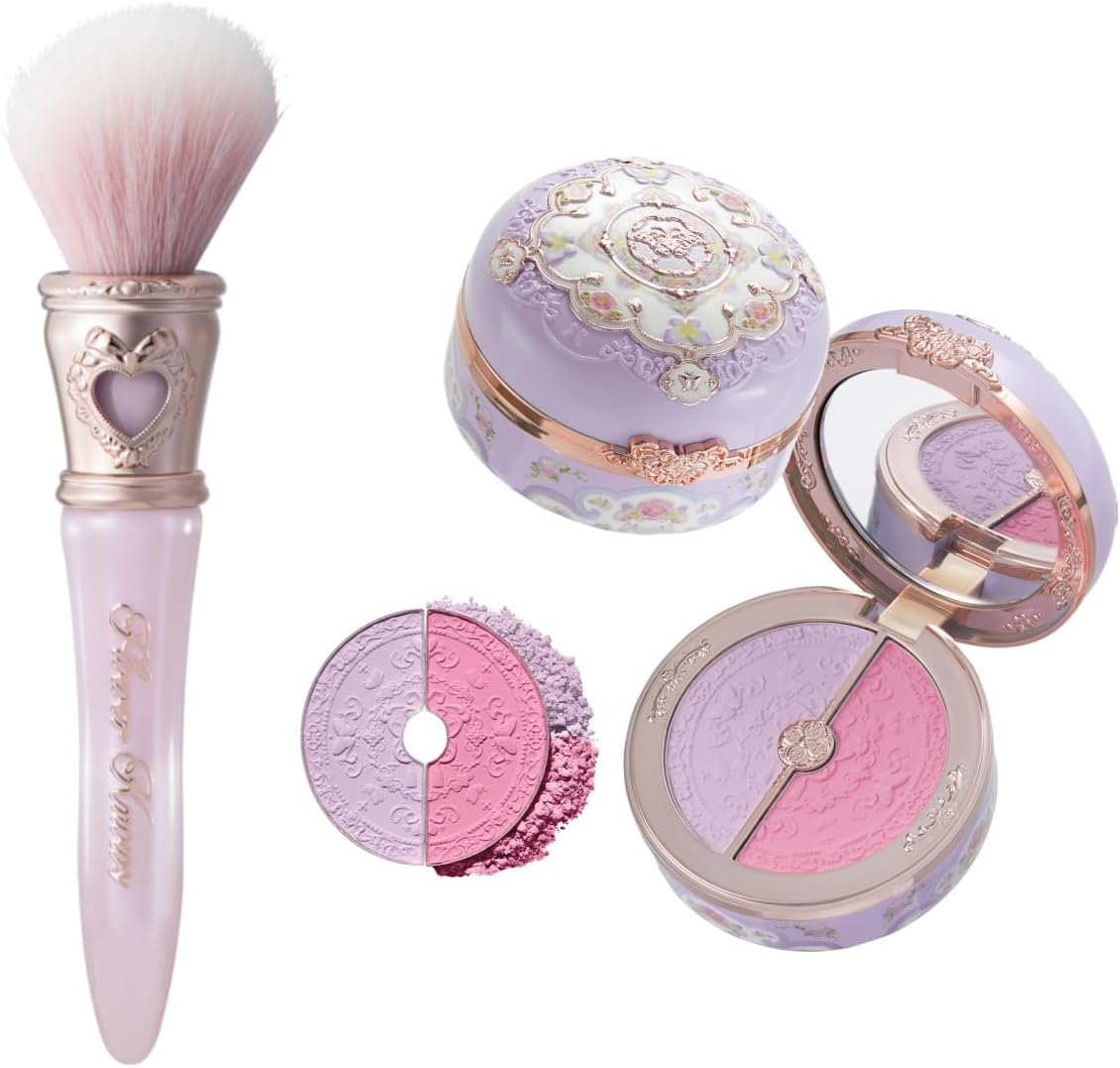 Flower Knows Butterfly Cloud Collar Rouge Box Highlighting & Blush Duo Powder+Bunny Garden Blush Brush - Image 1