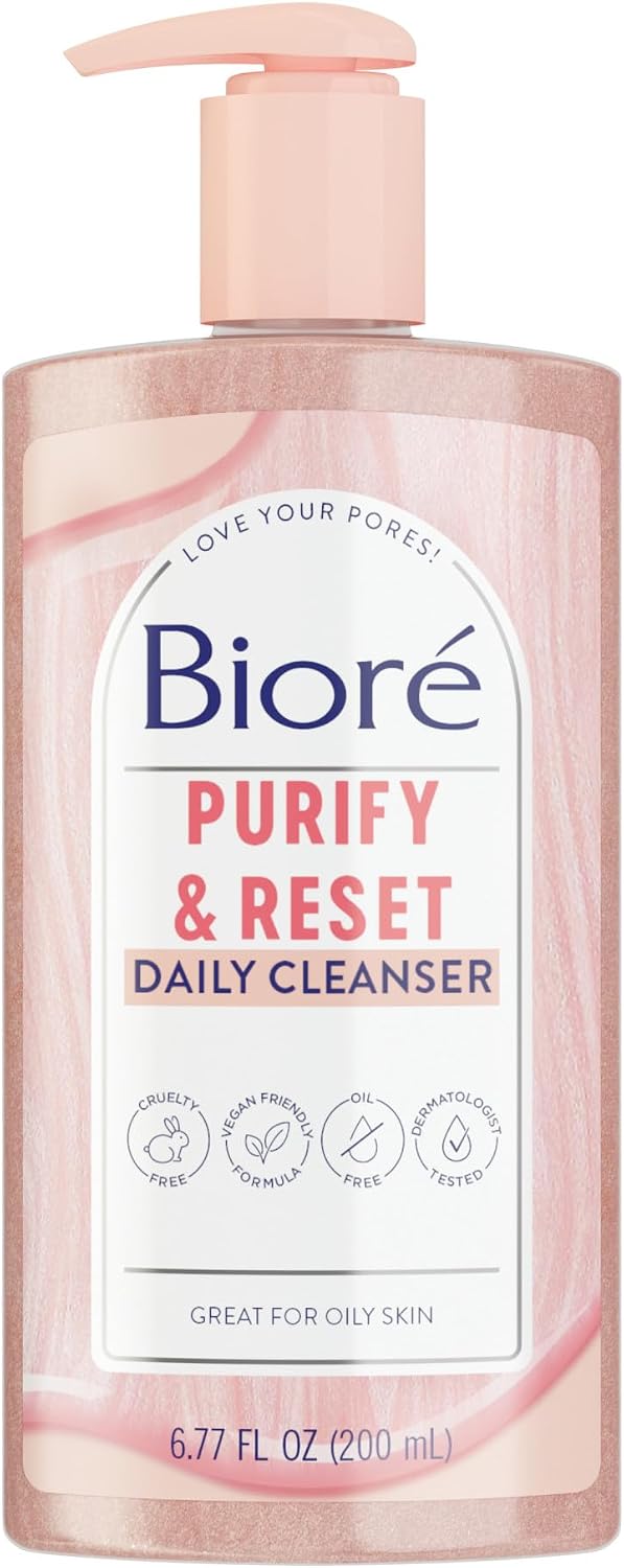 Biore Rose Quartz and Charcoal Daily Purifying Cleanser front view