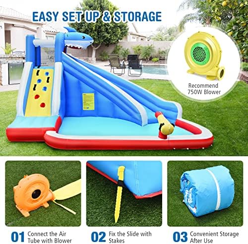 Included 750 watt air blower for Honey Joy water slide
