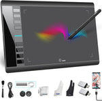 Ugee M708 V2 graphics drawing tablet front view showcasing the ten by six inch active drawing area and eight hot keys.