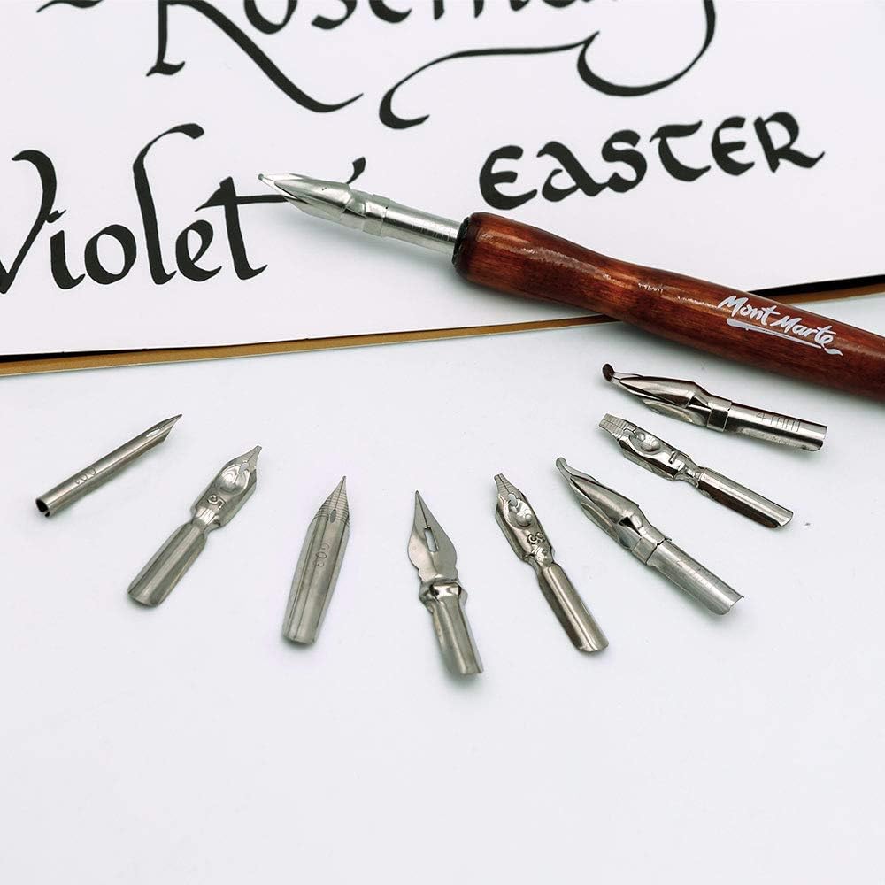Calligraphy dip pen set packaged in retail presentation box