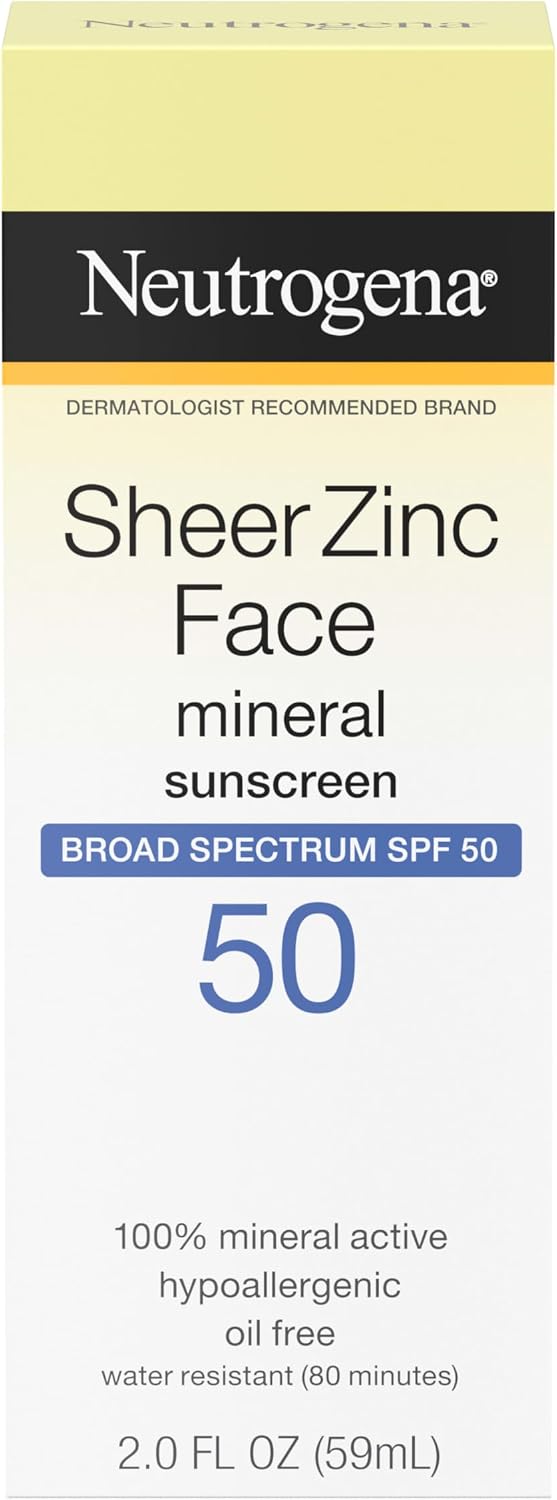 Neutrogena Sheer Zinc Oxide Face Sunscreen front view bottle packaging