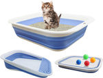MUYG foldable cat litter box front view in blue