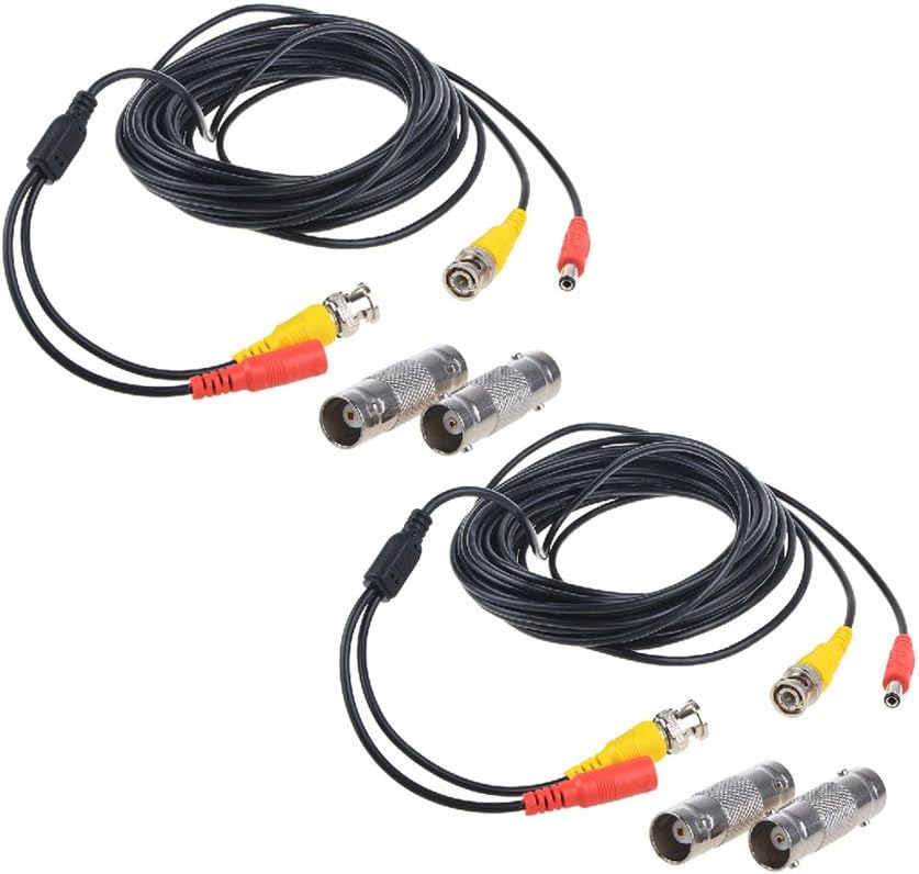 Flashmen 2 Pack 25 Feet Security Camera Cables front view showing pre-made BNC and power connectors layout.