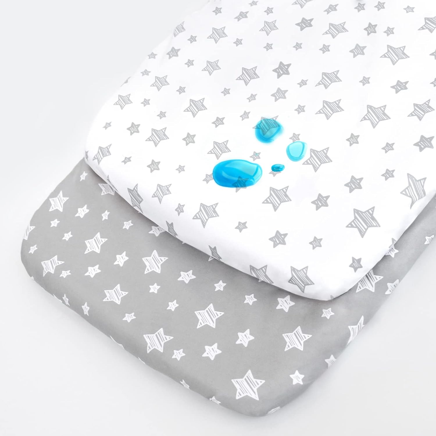 Moonsea waterproof bassinet sheets 2 pack front view