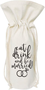 The Cotton And Canvas Co. Eat Drink And Be Married Wine Bag front view