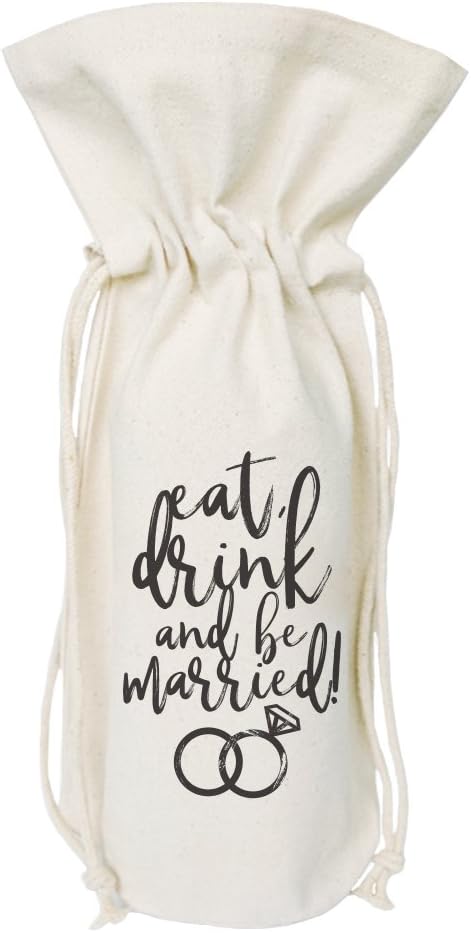 The Cotton And Canvas Co. Eat Drink And Be Married Wine Bag front view