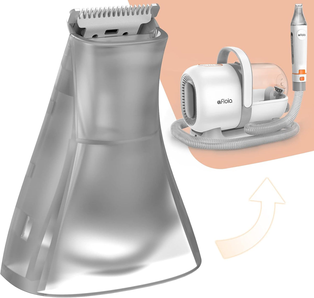 Afloia grooming vacuum attachment accessories laid flat