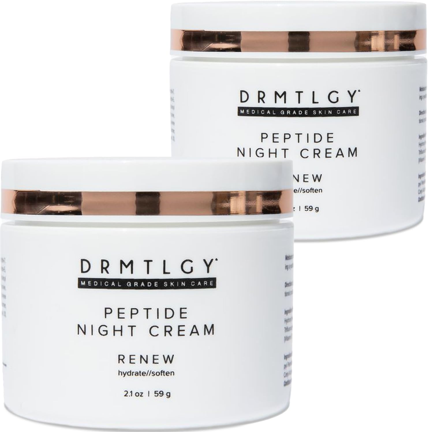 DRMTLGY Peptide Night Cream 2 pack showing two 2.1 oz jars of face moisturizer