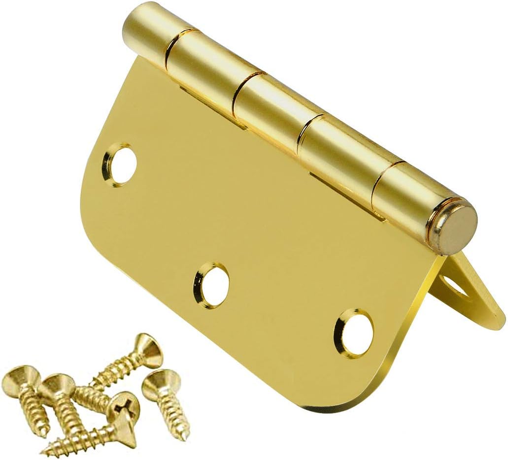 Goldentimehardware solid polished brass door hinge front view