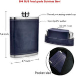 Gennissy hip flask set with leather wrap and included funnel