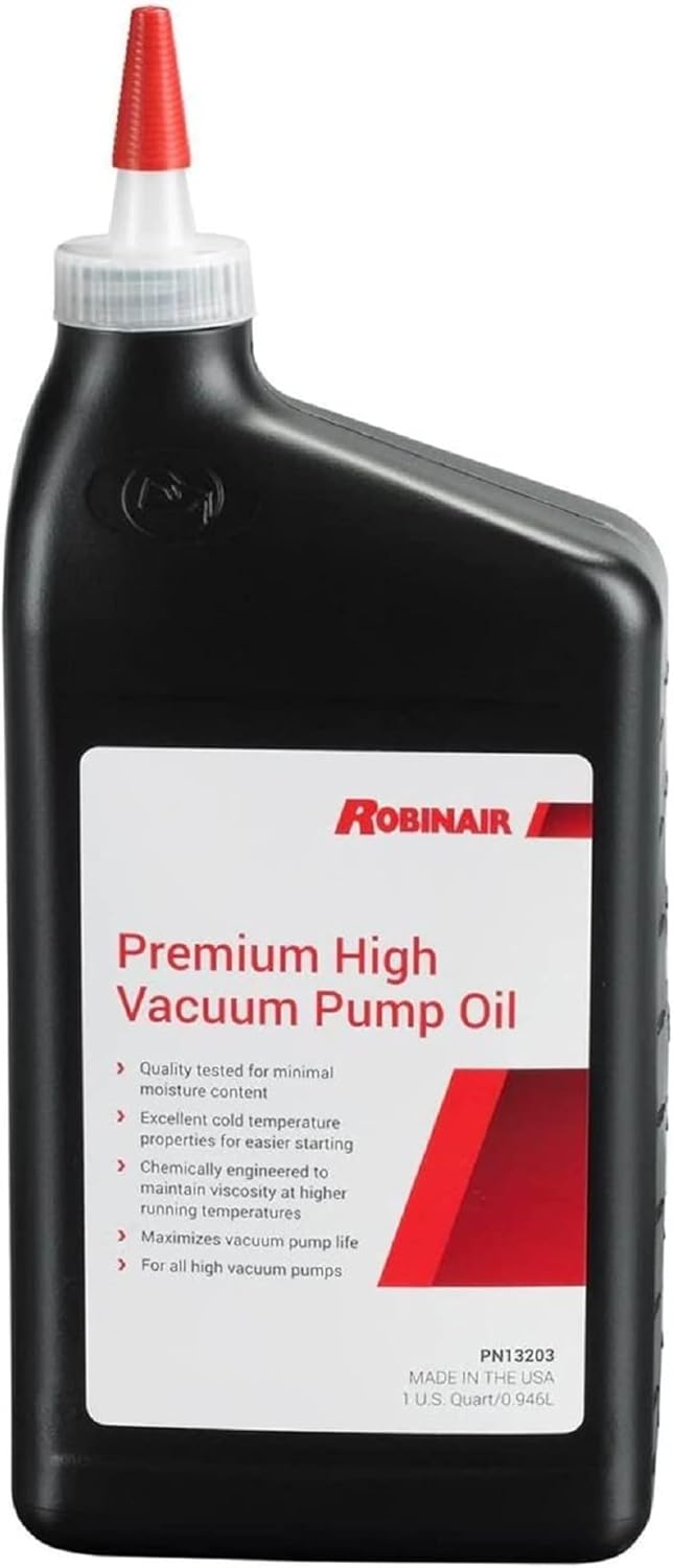 Robinair 13203 Premium High Vacuum Pump Oil 1 quart bottle front view