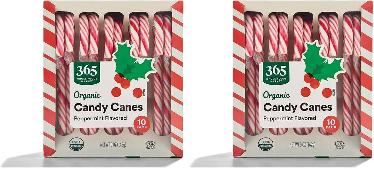 Dye free organic peppermint candy canes being crushed for holiday baking