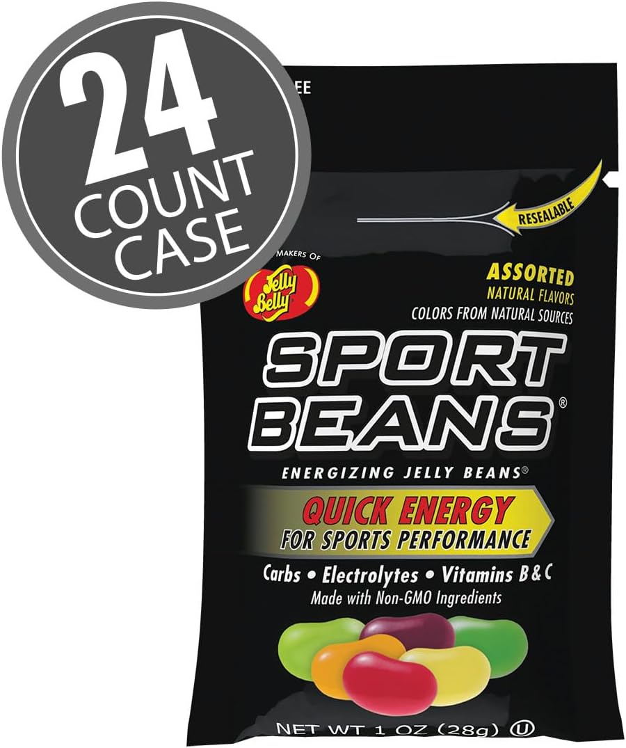 Jelly Belly energizing jelly beans individual one ounce packet close up for athletes