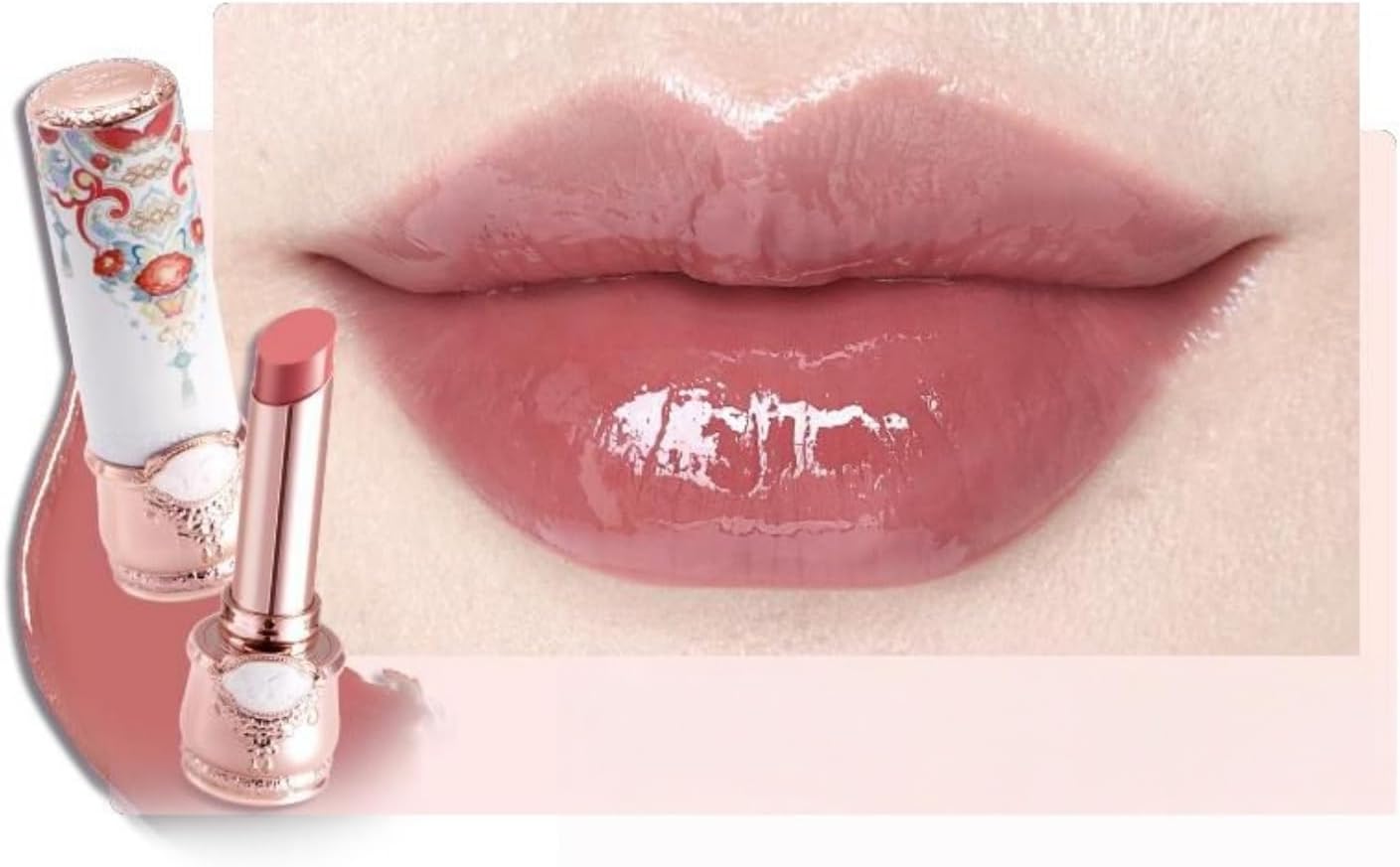 Flower Knows Butterfly Cloud Collar Glossy Lipstick in C07 Red Bean front view showcasing heritage packaging design.