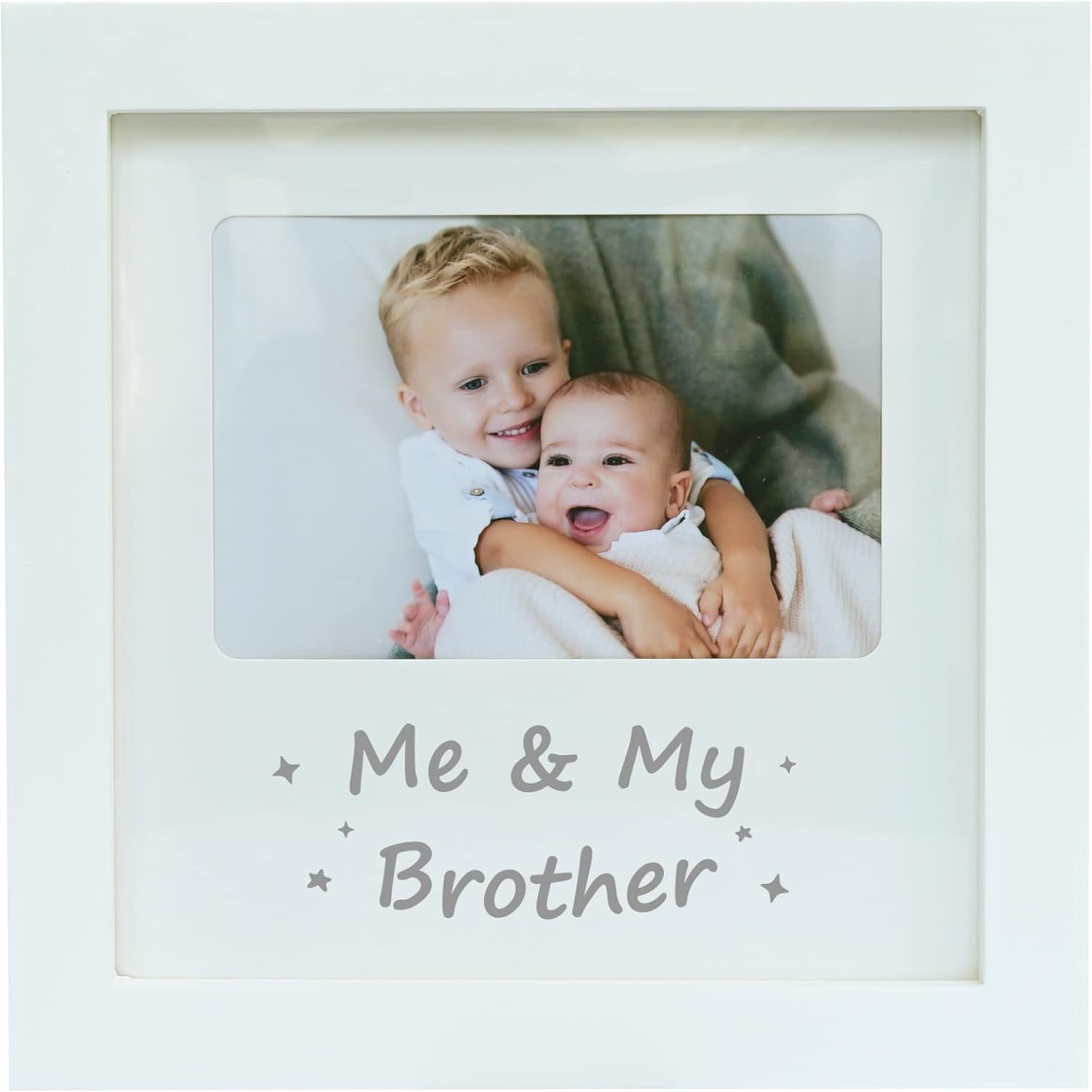HAMUIERS Me and My Brother white wooden picture frame front view