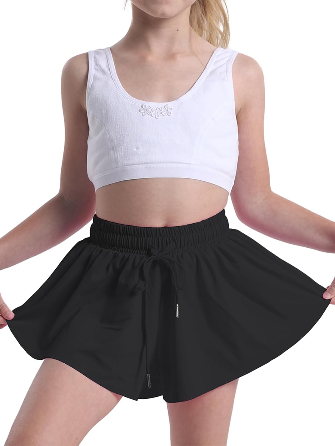 Vsaiddt flowy shorts for girls front view athletic wear