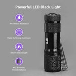 Lighting EVER 395nm black light showing official document security features.