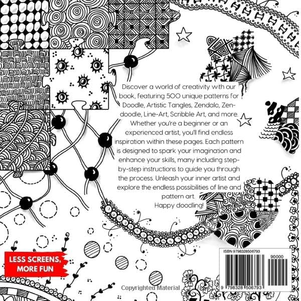 The Big Pattern Collection: 500 pattern for Doodle, Artistic tangles, Zentangle, Zen-doodle, Line-Art, Scribble Art, Step-by-Step Instructions - Image 3