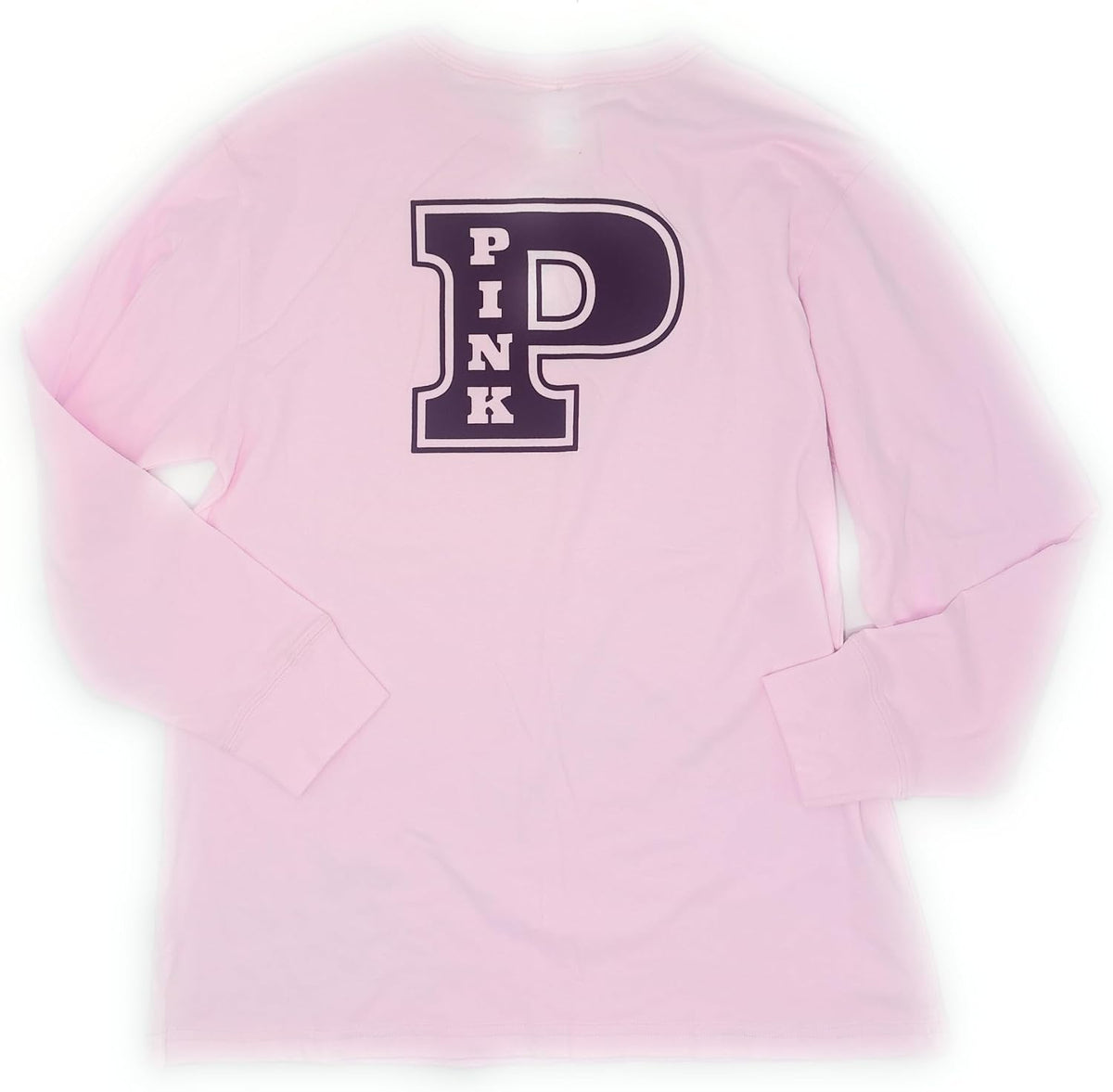 Victoria's Secret Pink Long Sleeve Campus T-Shirt fabric texture closeup