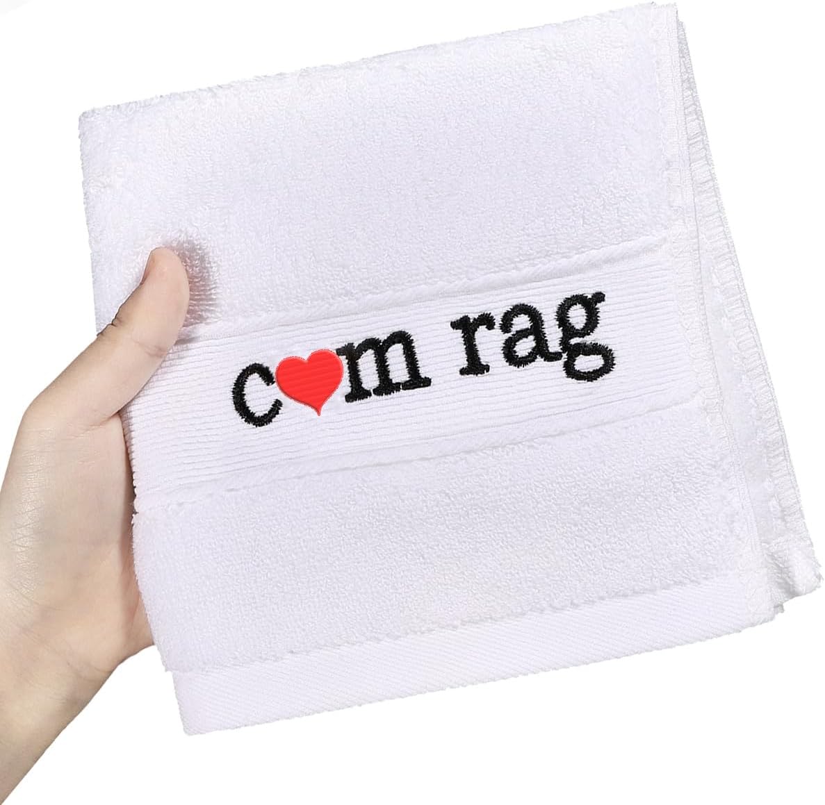 LoLoud funny gag gift white cotton hand towel front view