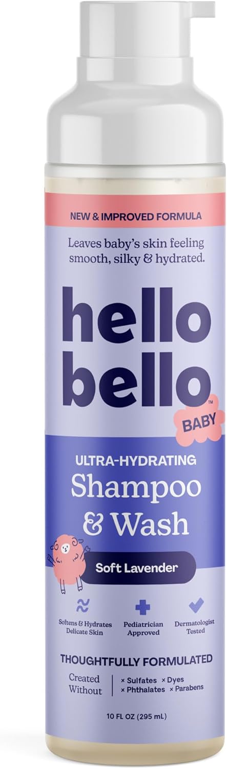 Hello Bello Ultra-Hydrating Baby Shampoo & Body Wash, Soft Lavender Scent, Tear Free & Safe for Sensitive Skin, Dermatologist Tested & Pediatrician Approved, 10oz Bottle - Image 1