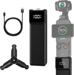 INSEESI battery handle for DJI Osmo Pocket Three front view displaying digital power indicator screen.